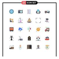 Pictogram Set of 25 Simple Flat Colors of projector device checklist world technology Editable Vector Design Elements