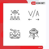 4 Universal Line Signs Symbols of insurance space kerning transport spaceship Editable Vector Design Elements