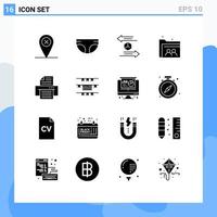 16 Universal Solid Glyphs Set for Web and Mobile Applications print folder delivery file web Editable Vector Design Elements