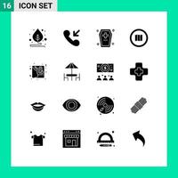 Mobile Interface Solid Glyph Set of 16 Pictograms of day maps dreadful mapquest google Editable Vector Design Elements