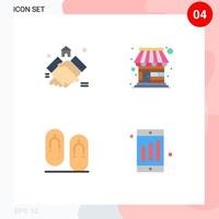 Pack of 4 Modern Flat Icons Signs and Symbols for Web Print Media such as agreement flip house shop footwear Editable Vector Design Elements