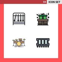 Set of 4 Modern UI Icons Symbols Signs for physics kit christmas drum hardware Editable Vector Design Elements