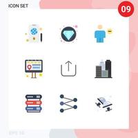 Mobile Interface Flat Color Set of 9 Pictograms of building up delete instagram contact Editable Vector Design Elements