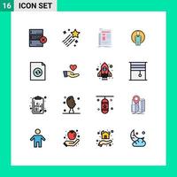 Universal Icon Symbols Group of 16 Modern Flat Color Filled Lines of file image media login user Editable Creative Vector Design Elements