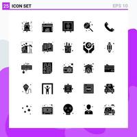 Pictogram Set of 25 Simple Solid Glyphs of phone call furniture sweets lollipop Editable Vector Design Elements