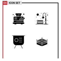 Group of 4 Solid Glyphs Signs and Symbols for breakfast finance toaster park keynote Editable Vector Design Elements