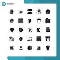 Modern Set of 25 Solid Glyphs Pictograph of user tick switch global conference Editable Vector Design Elements