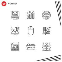 Outline Pack of 9 Universal Symbols of designing hardware printer success finish Editable Vector Design Elements