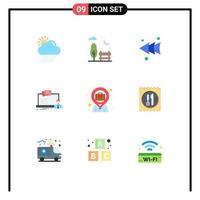 9 Creative Icons Modern Signs and Symbols of briefcase in map pin bag left chat online Editable Vector Design Elements