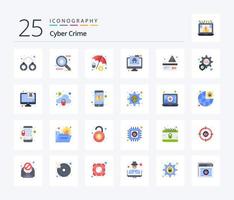 Cyber Crime 25 Flat Color icon pack including card. hacker. hacker. cyber vector