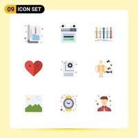 Set of 9 Modern UI Icons Symbols Signs for broken like arrow love individuality Editable Vector Design Elements