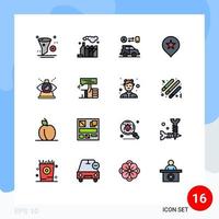 Flat Color Filled Line Pack of 16 Universal Symbols of modern business car navigation location Editable Creative Vector Design Elements