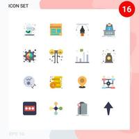 Modern Set of 16 Flat Colors Pictograph of master boss web game design Editable Pack of Creative Vector Design Elements