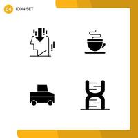 4 Universal Solid Glyph Signs Symbols of head truck public cup chain Editable Vector Design Elements