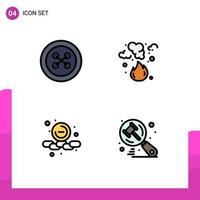 Set of 4 Vector Filledline Flat Colors on Grid for button less sew garbage smaller Editable Vector Design Elements