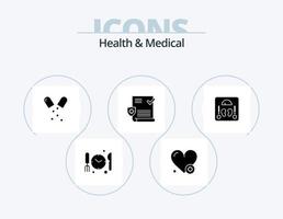 paquete de iconos de glifos médicos y de salud 5 diseño de iconos. peso. médico. cuidado de la salud. salud. archivo vector