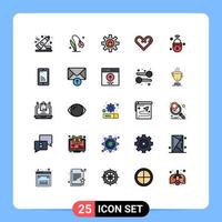 conjunto de 25 iconos modernos de la interfaz de usuario signos de símbolos para Internet de las cosas equipo de regalo como elementos de diseño vectorial editables del corazón vector