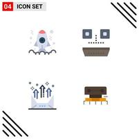 Set of 4 Vector Flat Icons on Grid for app arrow launch food and restaurant email Editable Vector Design Elements