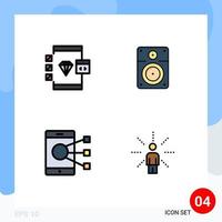 4 User Interface Filledline Flat Color Pack of modern Signs and Symbols of app connect develop loud mobile Editable Vector Design Elements