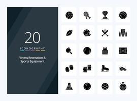 20 Fitness Recreation And Sports Equipment Solid Glyph icon for presentation vector