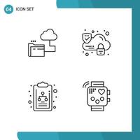 Universal Icon Symbols Group of 4 Modern Filledline Flat Colors of cloud organization chart file security device Editable Vector Design Elements