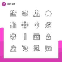 Modern Set of 16 Outlines and symbols such as graph business sweet plugin add on Editable Vector Design Elements