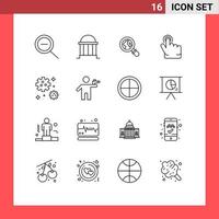 User Interface Pack of 16 Basic Outlines of gunman space lost meteor hand Editable Vector Design Elements