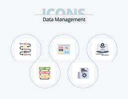 Data Management Flat Icon Pack 5 Icon Design. computer. cam. music. id. profile vector