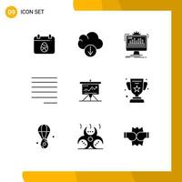 9 Universal Solid Glyphs Set for Web and Mobile Applications challenge chart admin text align Editable Vector Design Elements