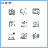 User Interface Pack of 9 Basic Outlines of data oil gdpr energy can Editable Vector Design Elements