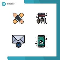 4 Filledline Flat Color concept for Websites Mobile and Apps aid shopping kit marketplace envelope Editable Vector Design Elements