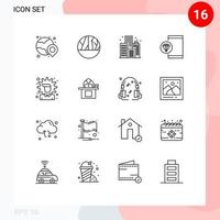 Stock Vector Icon Pack of 16 Line Signs and Symbols for money programming city development coding Editable Vector Design Elements