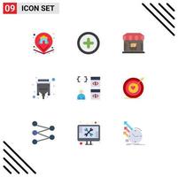 Group of 9 Modern Flat Colors Set for coding app shop hdmi connector Editable Vector Design Elements