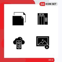 Set of 4 Commercial Solid Glyphs pack for copy cell lift cloud image Editable Vector Design Elements