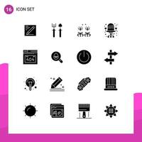 Pictogram Set of 16 Simple Solid Glyphs of http error error diamond seat chair Editable Vector Design Elements