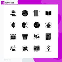 User Interface Pack of 16 Basic Solid Glyphs of fruit cover electric layout book Editable Vector Design Elements