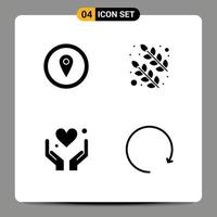 4 Universal Solid Glyphs Set for Web and Mobile Applications gps love map marker nature arrow Editable Vector Design Elements