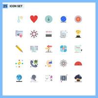 Universal Icon Symbols Group of 25 Modern Flat Colors of location map down seo global Editable Vector Design Elements