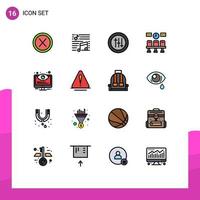 Pack of 16 Modern Flat Color Filled Lines Signs and Symbols for Web Print Media such as configuration transportation song train seo Editable Creative Vector Design Elements