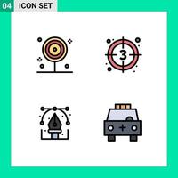 4 Filledline Flat Color concept for Websites Mobile and Apps cooking creative lollipop movie drawing Editable Vector Design Elements