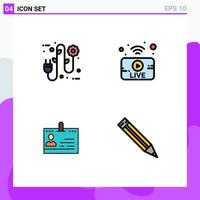 Stock Vector Icon Pack of 4 Line Signs and Symbols for eco business electrician live id Editable Vector Design Elements