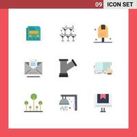 Pack of 9 Modern Flat Colors Signs and Symbols for Web Print Media such as pipe email and draft set Editable Vector Design Elements