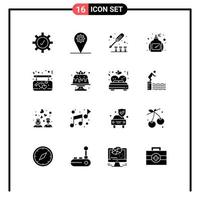 Universal Icon Symbols Group of 16 Modern Solid Glyphs of love board screw affection perfume Editable Vector Design Elements