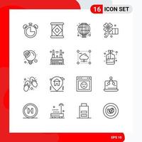 Outline Pack of 16 Universal Symbols of solution seo chinese idea flower Editable Vector Design Elements