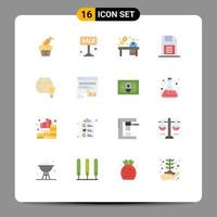 User Interface Pack of 16 Basic Flat Colors of sd card memory chip sign memory card office Editable Pack of Creative Vector Design Elements