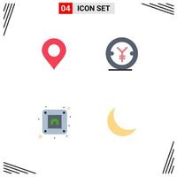 Set of 4 Modern UI Icons Symbols Signs for map socket world yen moon Editable Vector Design Elements