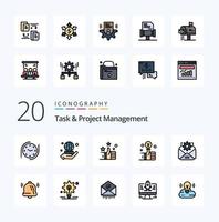 20 Task And Project Management Line Filled Color icon Pack like bell setting hand mail investment vector