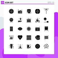 Universal Icon Symbols Group of 25 Modern Solid Glyphs of arrow chemistry eco cell atom Editable Vector Design Elements