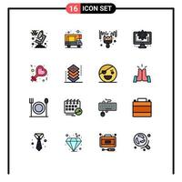 Set of 16 Modern UI Icons Symbols Signs for coding sign hobbies female process Editable Creative Vector Design Elements