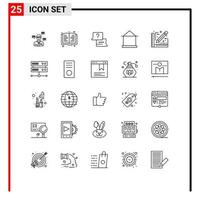 Group of 25 Modern Lines Set for architect hut job house building Editable Vector Design Elements